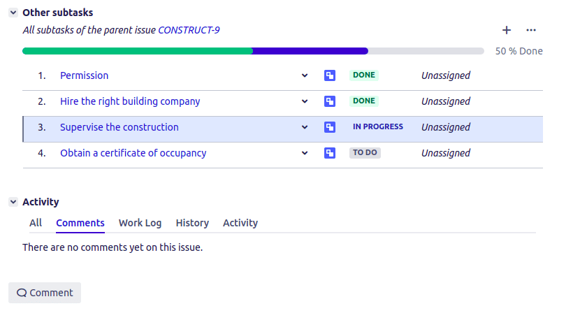 Subtasks Navigation for Jira panel