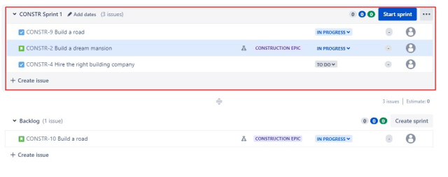 Plan your sprint in Jira backlog
