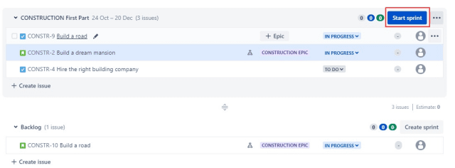 Start Sprint in Jira