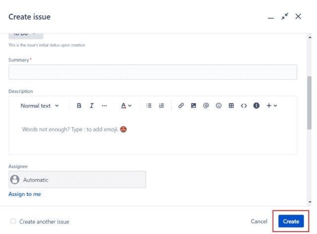 Confirm creation of the issue in Jira