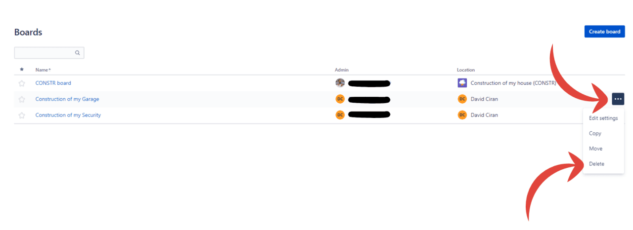 How to delete a board in Jira