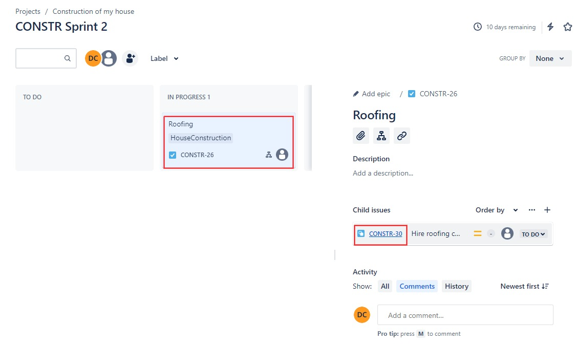 How to access subtask from active sprint board
