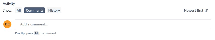 Comment section in Jira