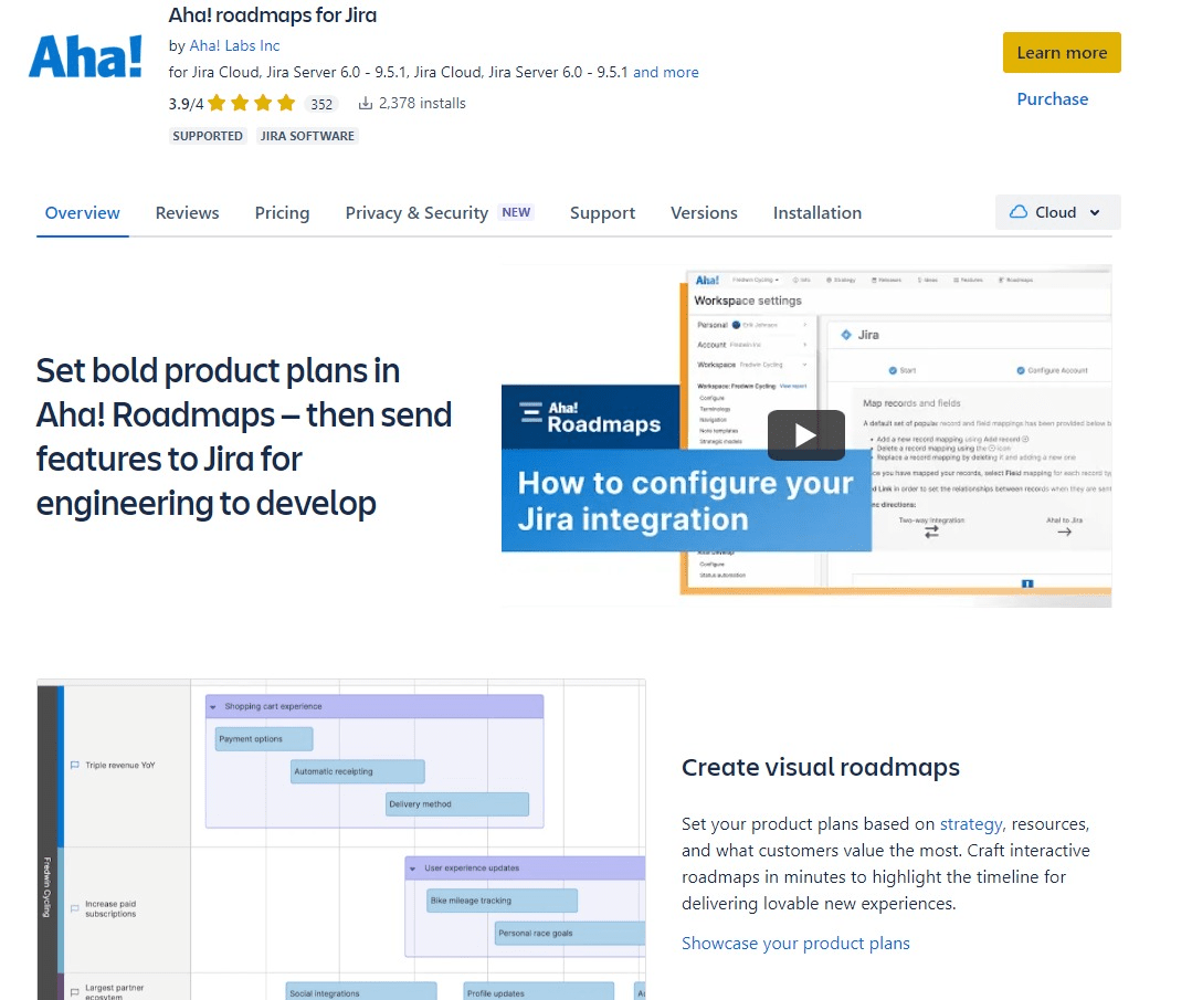 Aha! roadmaps for Jira
